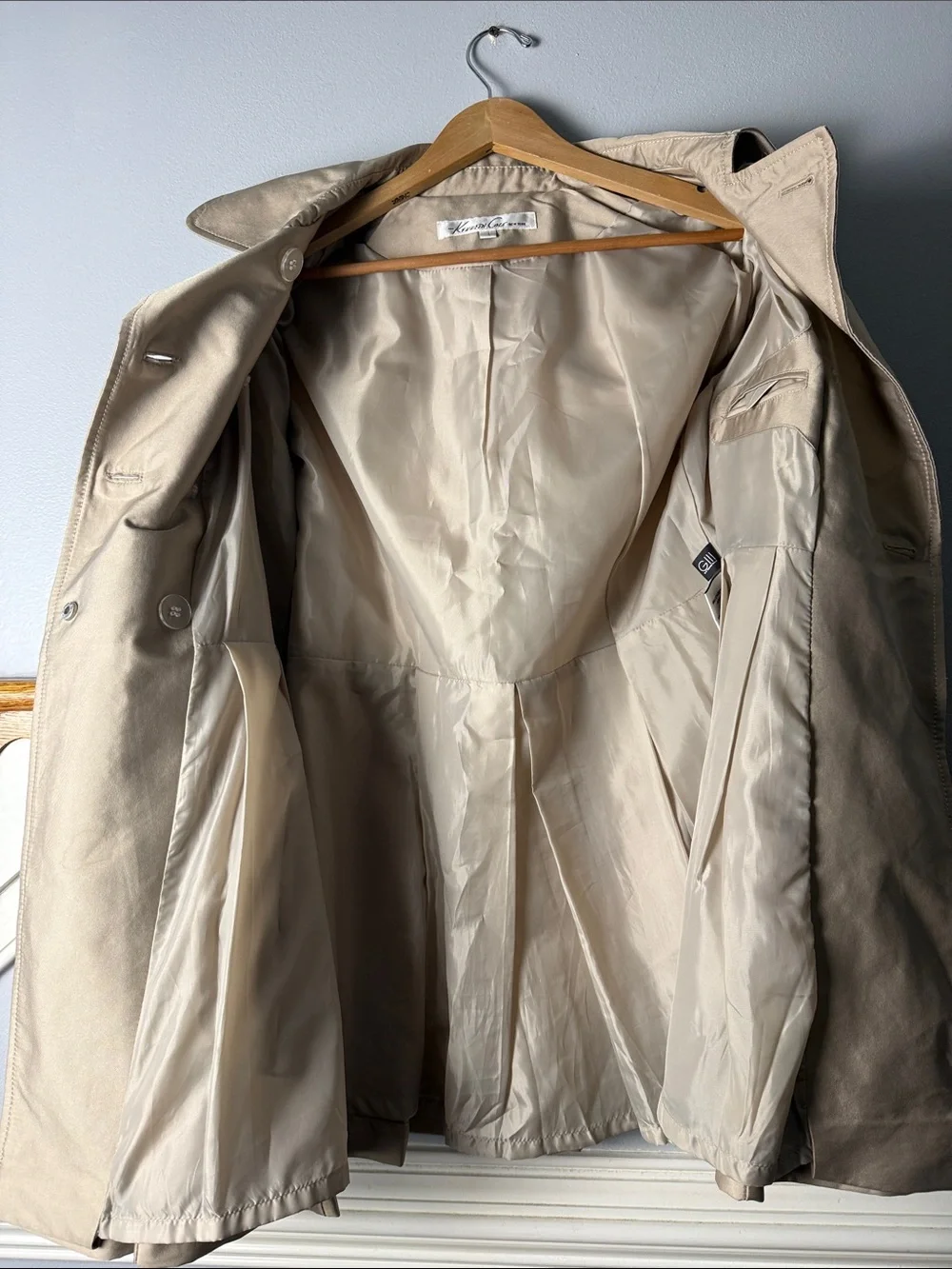 Kenneth Cole Classic Beige Double-Breasted Trench Coat with Belt GIII coat - Picture 9 of 11